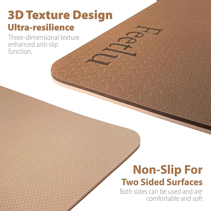 Extra Thick Exercise Yoga Mat with Strap - 2/5 Inch (10MM), Non-Slip Workout Mat for Yoga, Pilates, and Floor Exercises - Bloomnest