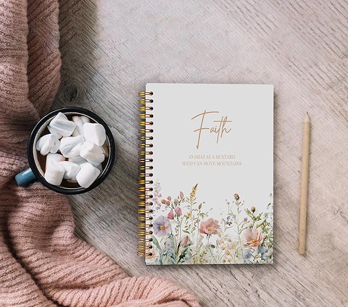 Faith Can Move Mountains Christian Notebook Journal - Inspirational Christian Gifts for Women, Bible Journal Notebooks for Note Taking, Bible Journaling Notebook, Spiral Notebook 5.5x8.3 - Bloomnest
