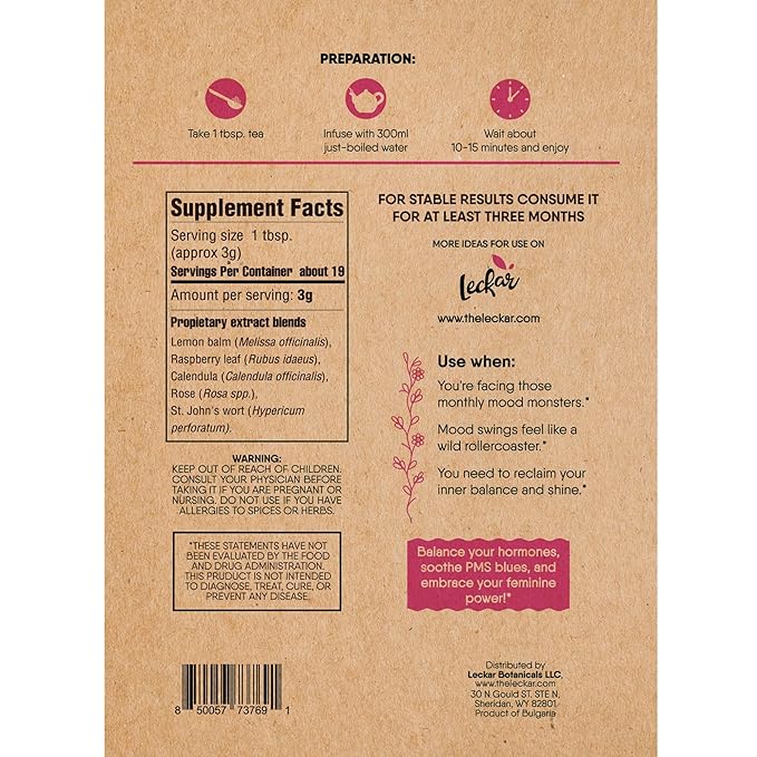 Organic Herbs for Women Herbal Tea Blend with Lemon balm, Raspberry leaf, Calendula, Rose, St. John's wort (Herbal Tea) - Bloomnest
