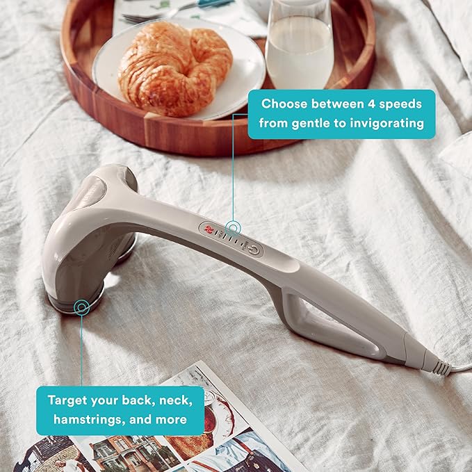 Homedics Percussion Action Massager with Heat | Adjustable Intensity, Dual Pivoting Heads | 2 Sets Interchangeable Nodes, Heated Muscle Kneading for Back, Shoulders, Feet, Legs, & Neck - Bloomnest