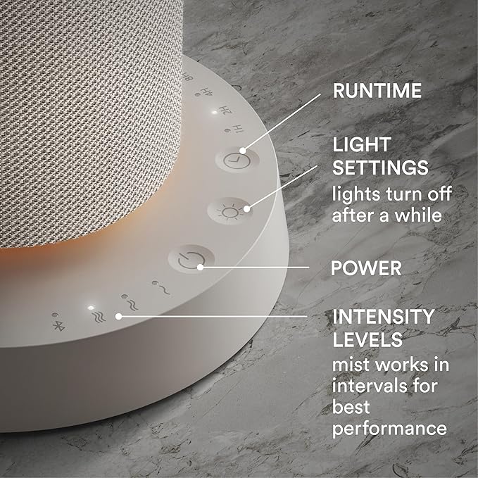 Homedics SereneScent Fabric Rechargeable Waterless Diffuser, Use with Homedics SereneScent Oil 120ml (Sold Separately) Cordless Aromatherapy, Adjustable Mist & Timer, 6 Calming Lights, Grey - Bloomnest