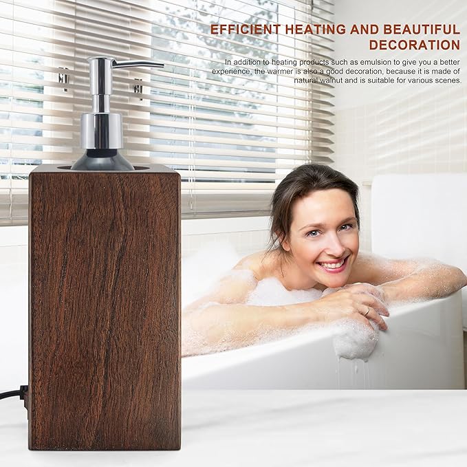 Walnut Wood Massage Oil Warmer Automatic Heating Faster with 2 Massage Oil Pump Bottles Lotion Warmer Dispenser Heated 122-140°F Suitable for Salon Spa Electric Oil Warmer Massage Elitzia ETOH01 - Bloomnest