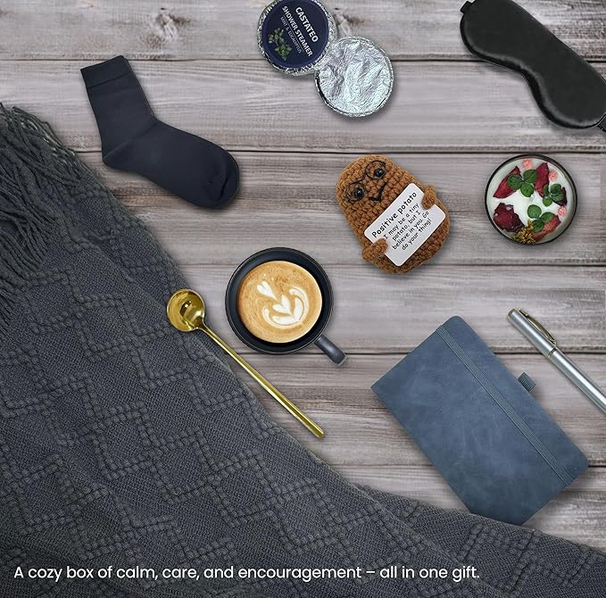 Get Well Soon Gift Baskets for Men&Women- Self Care Package/Brithday - After Surgery, Sympathy Gifts for Loss of Loved One, Thinking of You/ Grief /Bereavement /Miscarriage Gifts (Grey & Navy Blue) - Bloomnest