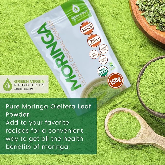 Organic, Moringa Oleifera, Original Leaf Powder, 150 Grams - Bloomnest