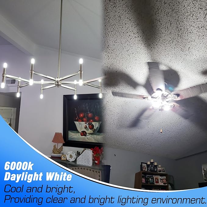 E17 LED Light Bulb 6W(60W Halogen Equivalent) 6000K Daylight White 700lm 120V E17 LED Intermediate Base Bulb for Chandelier,Appliance,Desk Lamp,Cabinet,Closet,Ceiling Fan,Non-dimmable,5pack - Bloomnest
