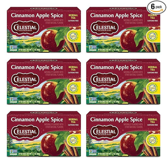 Celestial Seasonings Cinnamon Apple Spice Herbal Tea, Caffeine Free, 20 Tea Bags Box (Pack of 6) - Bloomnest