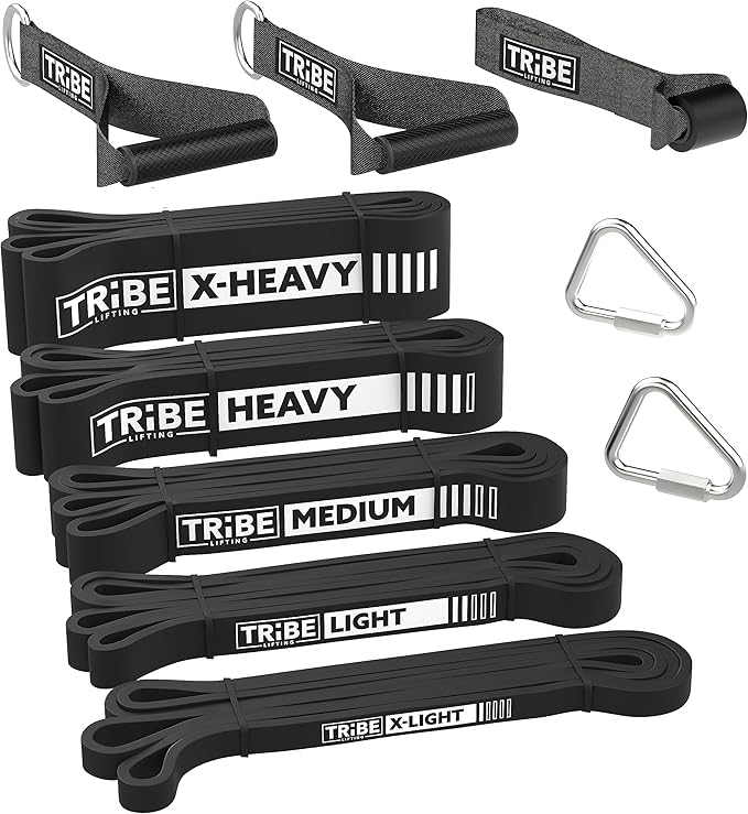 Long Resistance Bands for Working Out Men and Women - Set of 5 Pull-Up Bands, Rubber Handles and Door Anchor - Workout Bands Resistance for Men - Exercise Bands Resistance Bands Set - Bloomnest