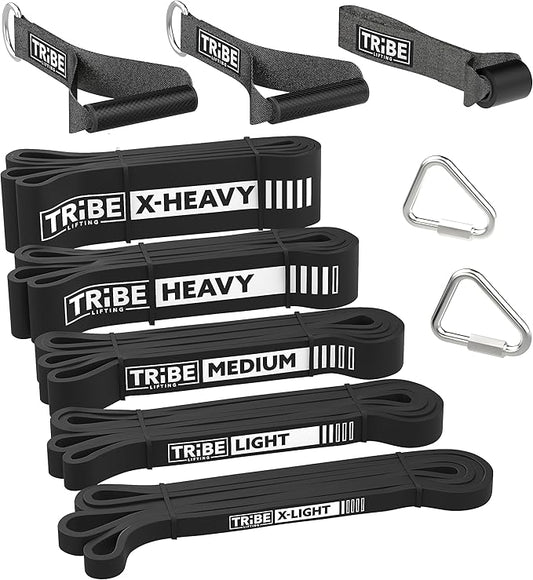Long Resistance Bands for Working Out Men and Women - Set of 5 Pull-Up Bands, Rubber Handles and Door Anchor - Workout Bands Resistance for Men - Exercise Bands Resistance Bands Set - Bloomnest