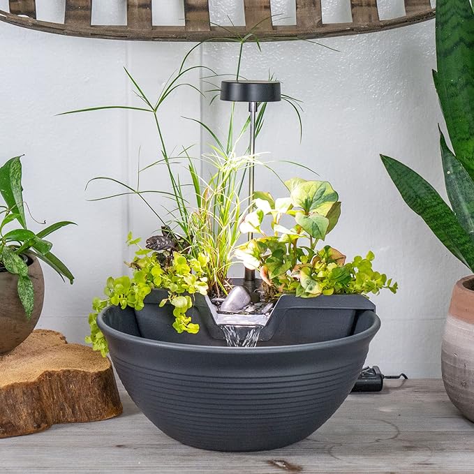 Aquascape AquaGarden Tabletop Desktop Fountain Kit with Waterfall, Meditation, Relaxation, Gray - Bloomnest