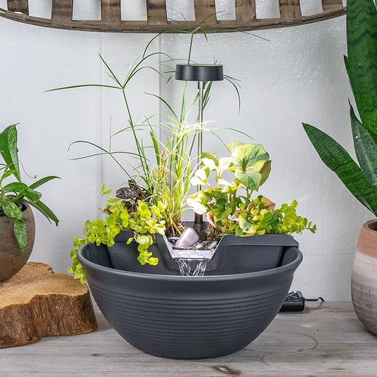 Aquascape AquaGarden Tabletop Desktop Fountain Kit with Waterfall, Meditation, Relaxation, Gray - Bloomnest