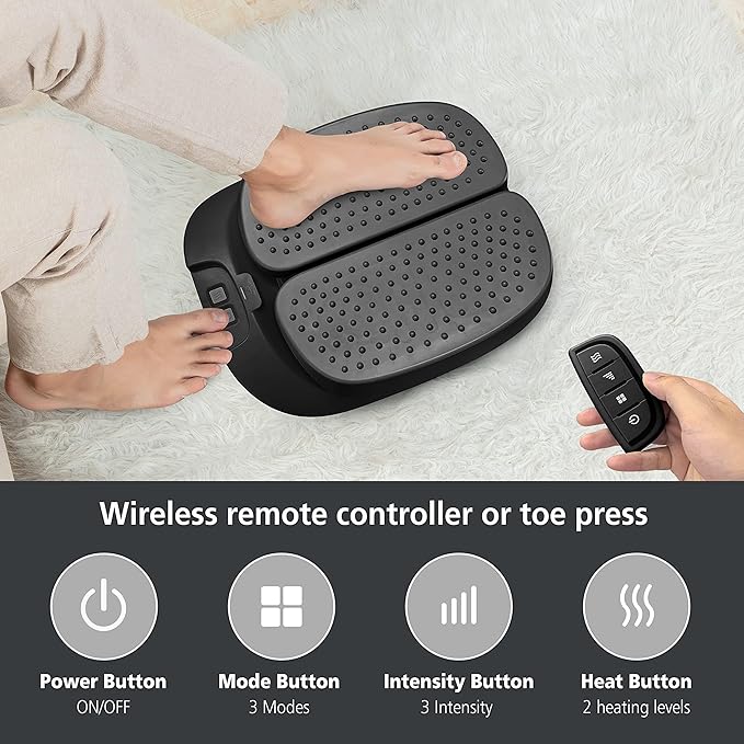 Snailax Foot Massager Machine with Heat,Remote Control, Adjustable Vibration Feet Massager Machine Increased Blood Circulation,Plantar Fasciitis, Stress (Black) - Bloomnest