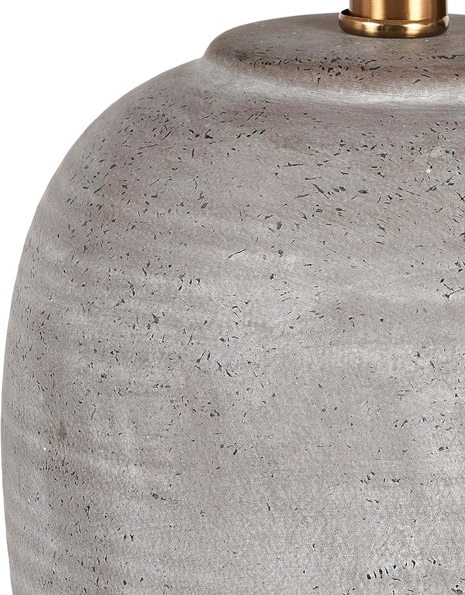 Nourison Home 23" Rustic Brown (Gray Undertones) Ceramic Pot Table Lamp for Bedroom, Living Room, Dining, Home Office, Entryway - Bloomnest