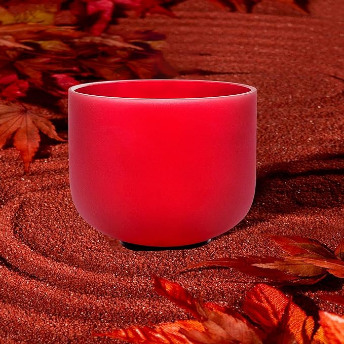 ALIOTH 6“ Red C Note Crystal Singing Bowl Root Chakra with Suede Mallet for Meditation, Yoga, Chakra Healing & Sound Therapy - Bloomnest