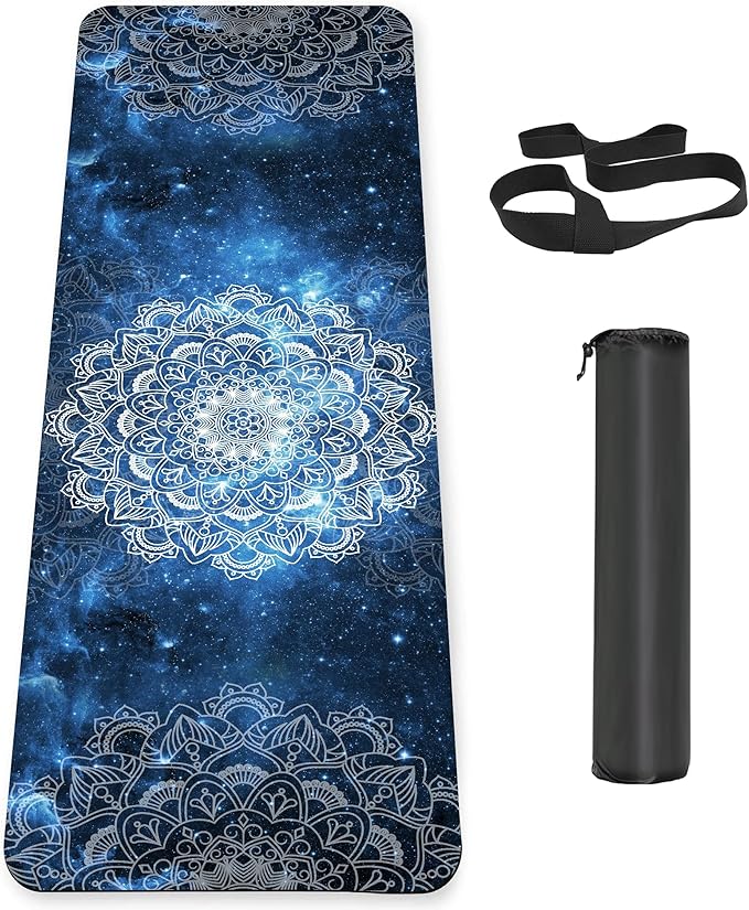Non Slip Yoga Mat TPE Workout Mat for Men Women, Thick Workout Mat with Carrying Strap, Fitness Mats for Exercise, Yoga, Fitness, Pilates, Floor Workouts (72" x 24" x 6mm) - Bloomnest