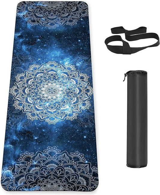 Non Slip Yoga Mat TPE Workout Mat for Men Women, Thick Workout Mat with Carrying Strap, Fitness Mats for Exercise, Yoga, Fitness, Pilates, Floor Workouts (72" x 24" x 6mm) - Bloomnest