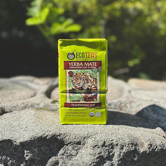 ECOTEAS Organic Yerba Mate Loose Leaf Tea – Unsmoked Detox Herbal Tea for Natural Energy – Coffee Alternative - Kosher, Non-GMO, Gluten-Free - Traditional Cut, 1 lb (Pack of 1) - Bloomnest