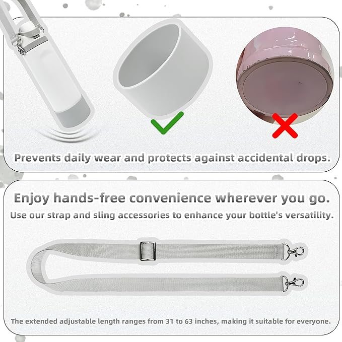 Silicone Boot Set for Owala Water Bottle 24 oz, 32 oz, 40 oz - Includes Non-Slip Sleeve, Shoulder Strap & Handle Strap, Perfect Owala Accessories, Fits Owala Tumbler, Owala FreeSip, Candy Coated SITKOL