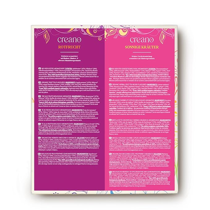 Creano Organic Herbal & Fruit Tea Gift Set - 27 Tea Bags in 9 Dreamy Varieties - 54g* - Bloomnest