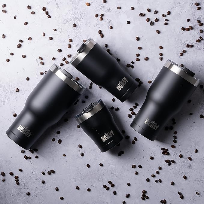 Beast 10 oz Tumbler Stainless Steel Vacuum Insulated Coffee Ice Cup Double Wall Travel Flask (Matte Black) - Bloomnest