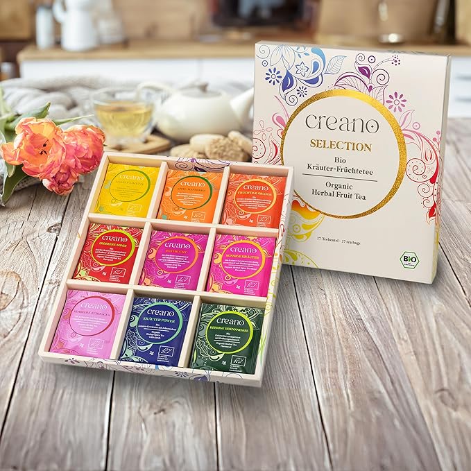 Creano Organic Herbal & Fruit Tea Gift Set - 27 Tea Bags in 9 Dreamy Varieties - 54g* - Bloomnest