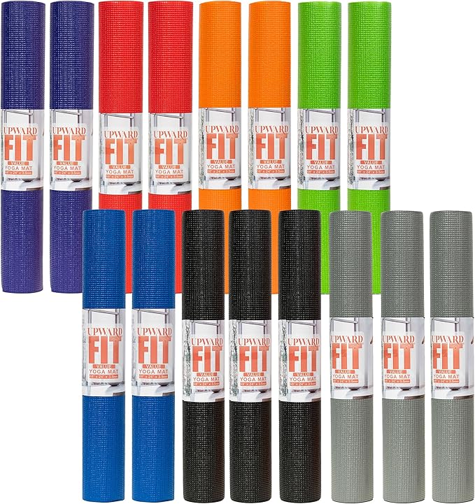 16-Pack Value Yoga Mat, 68" x 24" Non Slip Exercise Mat, 3mm Thick Gym Mat, Bulk Non Toxic Yoga Mats for Schools and Studios - Bloomnest