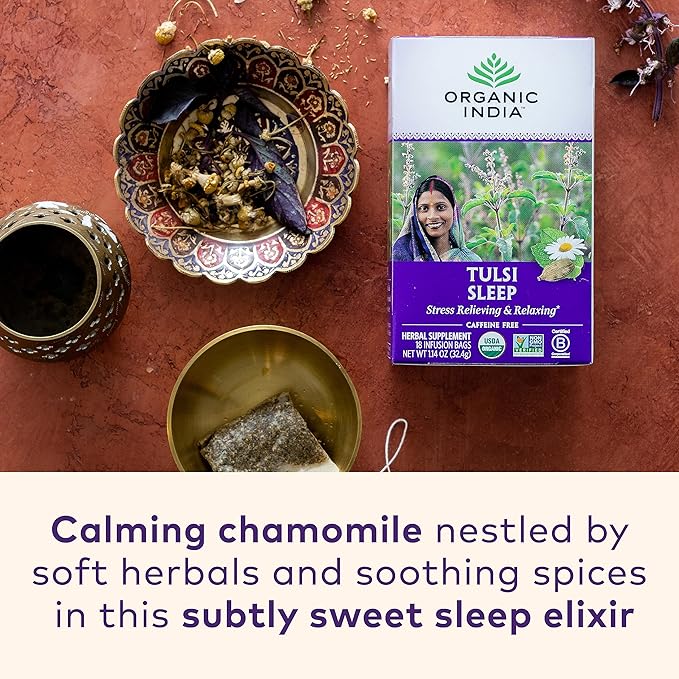 ORGANIC INDIA Iced Tulsi Tea Bags Variety Pack - Assorted Tea, Holy Basil, Ashwaganda, Sleep, Honey Chamomile - Adaptogen, Vegan, USDA Certified Organic, Non-GMO - 18 Infusion Bags per Box (Pack of 3) - Bloomnest