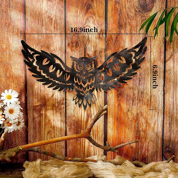 Mothers Day Gifts for Women Solar Metal Wall Art Decor Lights Owl Hanging Outdoor Solar Garden Decor Lights Porch Patio Yard Decorative Warm Gifts for Women Mom - Bloomnest