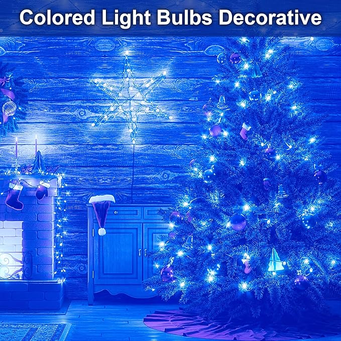 4 Pack 3.2 Inch T10 Blue Light Bulb, E26 Base Edison Bulbs Dimmable, AC 120V 60 Watt Equivalent Clear Glass Filament Bulb, Halloween Christmas Party Bar Colored Light Bulbs, UL Listed - Bloomnest