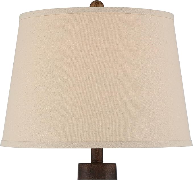 Regency Hill Glenn 27" Tall Urn Farmhouse Rustic Natural Cottage Southwestern Table Lamps Set of 2 WiFi Smart Socket Dark Terra Cotta Finish Living Room Bedroom Bedside Nightstand Fabric Shade - Bloomnest