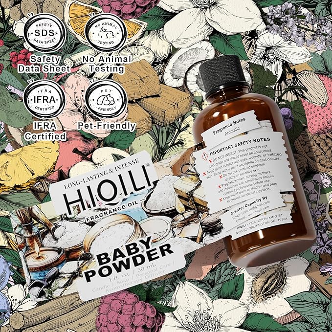 HIQILI Baby Powder Fragrance Oil - for Body Oils, Laundry Detergent, Candle, Perfumes & Soap Making, and Home Diffusers Use - 1 Fl Oz HIQILI