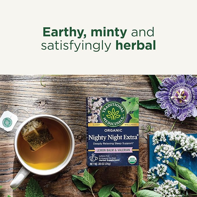 Traditional Medicinals Tea, Organic Nighty Night Extra, Promotes a Good Night's Sleep, 16 Tea Bags (Pack of 2) - Bloomnest