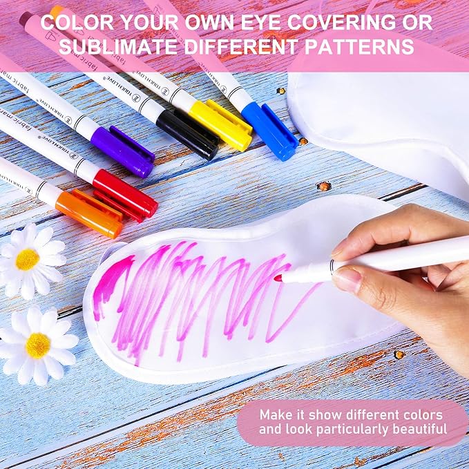Syhood Sublimation White Eye Mask Blanks Sleepover Party Supplies Slumber Pajama Party Decorations with Fabric Marker Pens DIY White Sleep Mask - Bloomnest