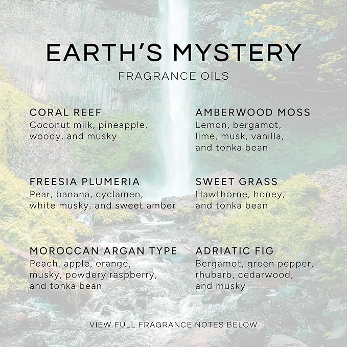 Eternal Essence Oils Earths Mystery Set of 6 Premium Fragrance Oils - Includes Freesia Plumeria, Sweet Grass, Amberwood Moss, Adriatic Fig, Moroccan Argan Type, and Coral Reef Scented Oils - 10ML - Bloomnest