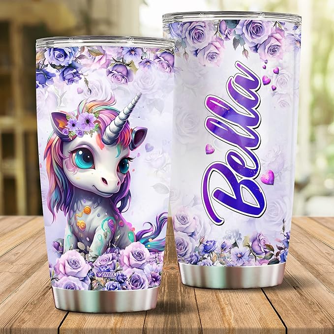Personalized Unicorn Gifts Unicorns Gift For Women, Girls Lover Coffee Cup Mug Travel Mugs 20oz Stainless Steel Thermos Tumbler With Lids (UNICORN) - Bloomnest