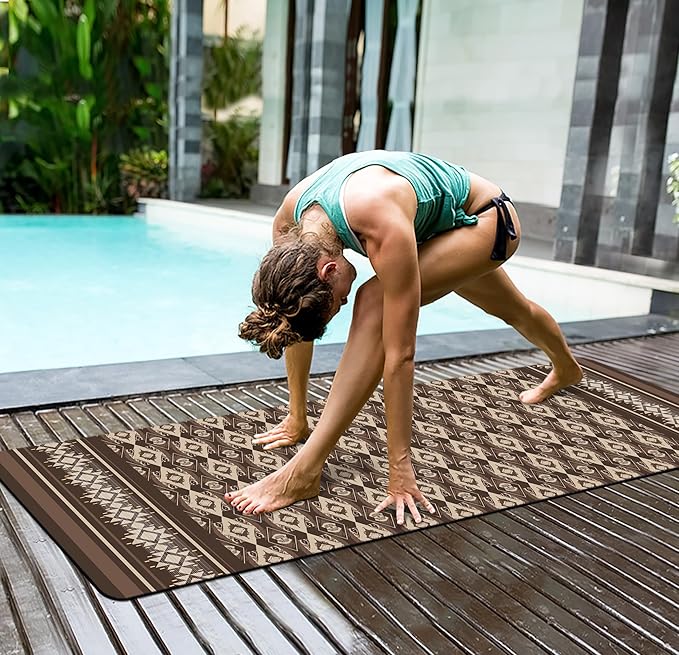 nuveti Yoga Mat Print Extra Thick TPE Non Slip Fitness Exercise Mat with Carrying Bag,72"x24" Extra Thick 6MM Exercise & Workout Mat for Yoga, Pilates Fitness and Floor Exercises - Bloomnest