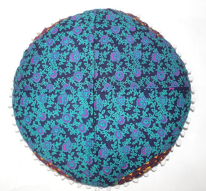 CRAFT KALA 22" Bohemian Floor Pillow Pouf Cover Mandala Boho Large Round Meditation Room Pillow Covers for Adults Seating Poufs Cushion Cover for Kids Playroom Multi 6 Color - Bloomnest
