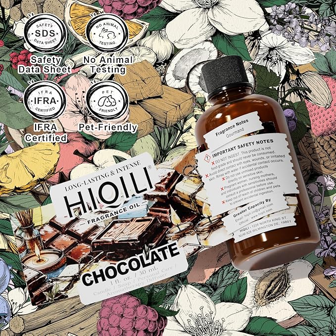 HIQILI Chocolate Fragrance Oil for DIY Candle, Soap & Bath Salts Making, Long Lasting Scents for Home Essential Oil Diffuser - 1 Fl Oz - Bloomnest