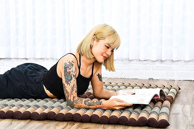 Leewadee - Kapok Roll Mat – Handcrafted Folding Sleep & Relaxation Mattress from Thailand, Ideal as Guest Bed, Camping Mat, Yoga Mat or Traditional Futon, 75 x 39 inches, Brown - Bloomnest