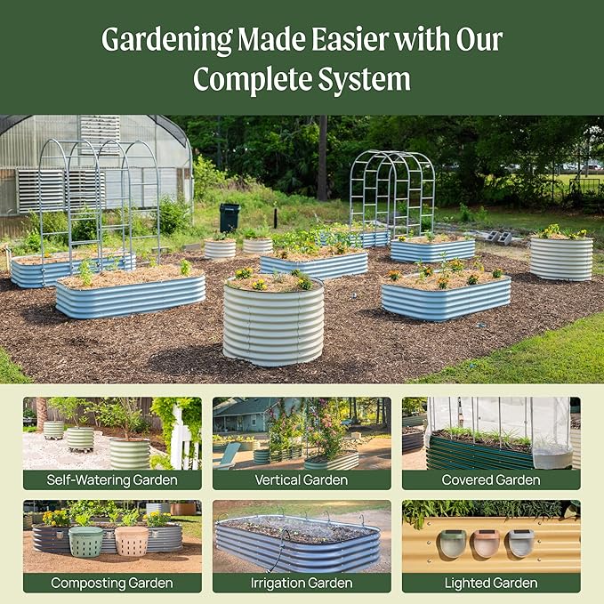 Vego garden Aluzinc Raised Garden Bed Kits, 17" Tall 6 in 1 Modular Metal Raised Planter Bed for Vegetables Flowers Patio Ground Planter Box, Terra Cotta - Bloomnest