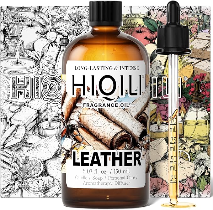 HIQILI Leather Fragrance Oil, Men's Scent, for Car Air Freshener Use, Soap, Candle, and Long-Lasting Perfume Making - 5.07 Fl Oz - Bloomnest
