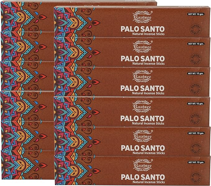 Raajsee Palo Santo Incense Sticks (180 GMS), 100% Pure Organic Natural Hand Rolled Free from Chemicals- Perfect for Aromatherapy, Cleansing, Meditation, and Church (Pack of 12) - Bloomnest