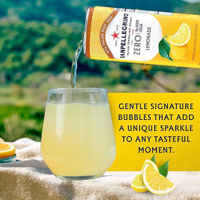 Sanpellegrino Zero Grams Added Sugar Italian Sparkling Drinks Lemonade, Sparkling Lemon Beverage, 24 Pack of 11.15 Fl Oz Cans - Bloomnest