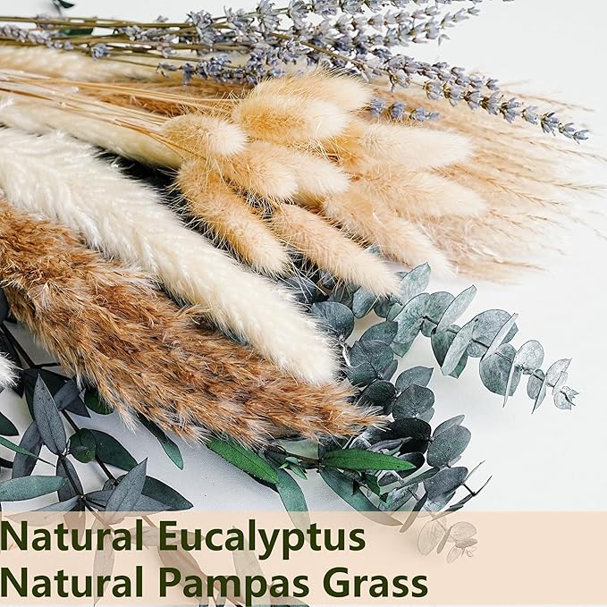 Green Pampas Grass Boho Bouquet – Exquisite Lavender and Eucalyptus Dried Flower Arrangements for Western Boho Decor – Rustic Flowers for Your Bohemian Home, Bedroom, and Wedding Table Décor - Bloomnest