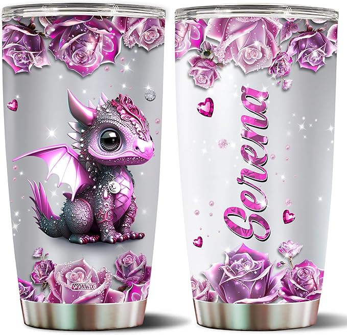 Personalized Dragon Gifts for Women, Girls, Insulated Stainless Steel Coffee Cup, Travel Mug, Tumbler, Water Bottle, Perfect for Christmas, Birthday, Mother's Day, Valentine 20oz Thermos - Bloomnest