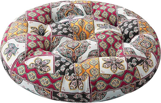 Codi Round Meditation Floor Cushions, Large Pillow Sitting for Adults and Kids, Boho Seats for Reading Yoga Living Room Tatami, Memory Foam Added, 22x22 Inch, Paisley Boho - Bloomnest