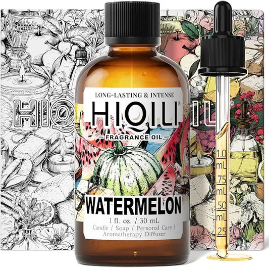 HIQILI Watermelon Fragrance Oil for Candle & Soap Making, DIY Fruity Perfume, Bath Bombs, Long-Lasting Diffuser Oil, Skin Care - 1 Fl Oz HIQILI