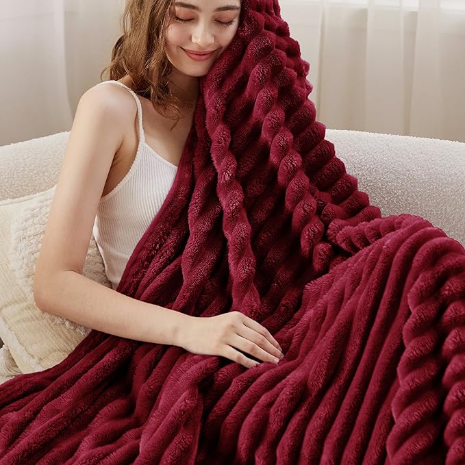 Bedsure GentleSoft Deep Red Blanket for Couch - Cozy Soft Blankets for Women, Cute Small Throws for Girls, 50x60 Inches - Bloomnest