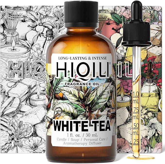 HIQILI White Tea Fragrance Oil for Essential Oil Diffuser, DIY Candle & Soap Making, Blend to Perfume & Air Freshener Spray - 1 Fl Oz HIQILI
