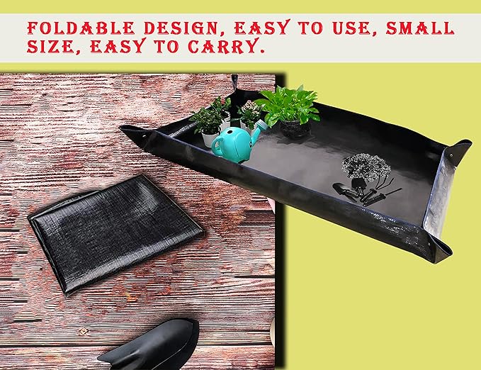 BIUWING 2 PCS Large Repotting Mat for Plant Transplanting and Mess Control, 43" X 29" Thickened Foldable Waterproof Plant Potting Tray, Portable Potting Mat Gardening Tray for House Plants Succulents - Bloomnest