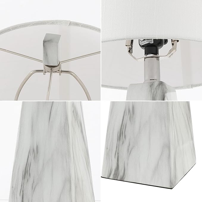 JONATHAN Y JYL1037A-SET2 Owen 20.5" Resin LED Table Lamp Contemporary, Office, Living Room, Family Room, Dining Room, Bedroom, Hallway, Foyer, White Marble Finish (Set of 2) - Bloomnest
